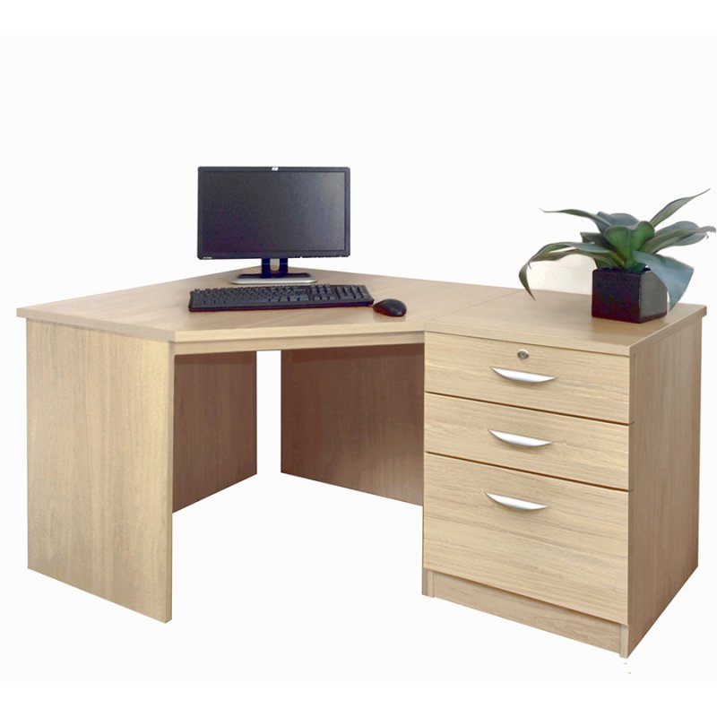 Lukehurst Home Office Corner Desk with 3 Drawer Unit/Filing Cabinet