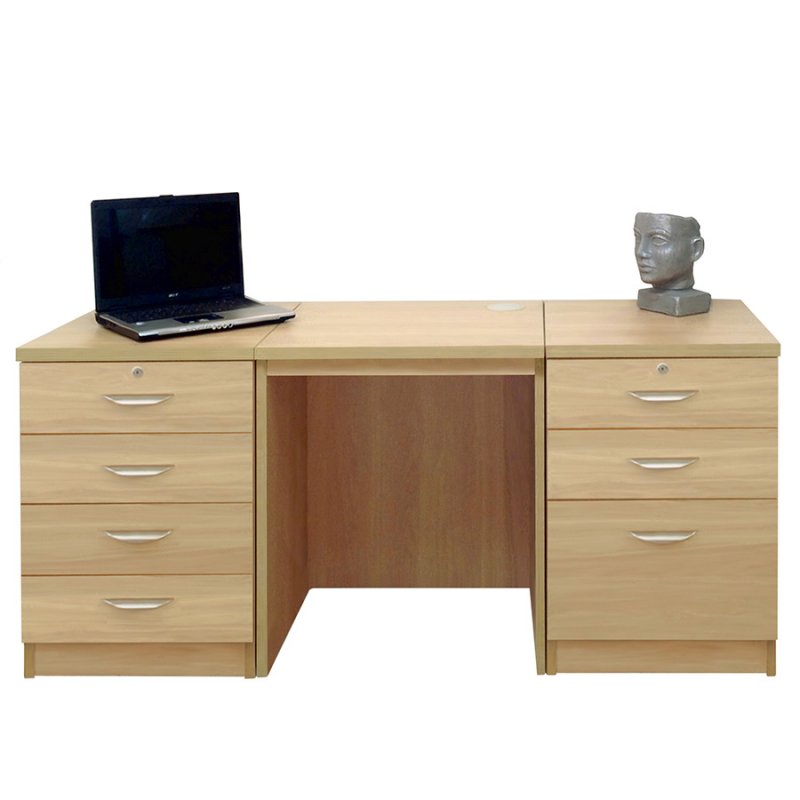Lukehurst Home Office Desk with 4 Drawer & 3 Drawer Unit/Filing Cabinet