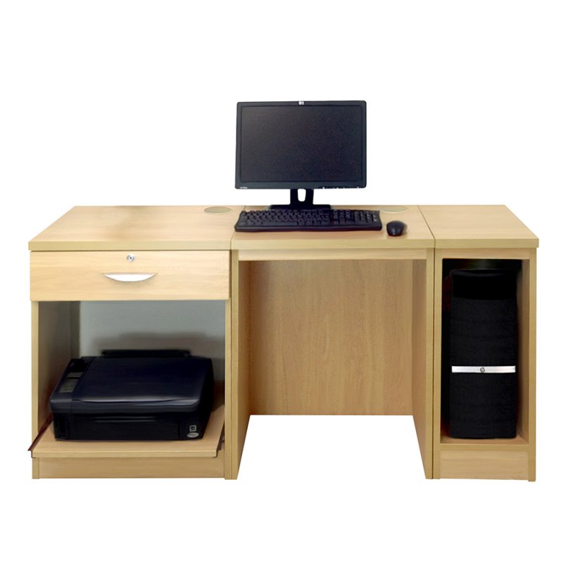 Lukehurst Home Office Desk with CPU Computer Tower Storage & Printer/Scanner Drawer Unit