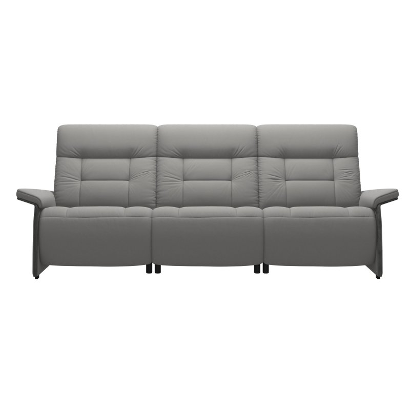 Stressless Stressless Quick Ship Mary 3 Seater Sofa with 2 Power - Paloma Silver Grey with Grey Wood