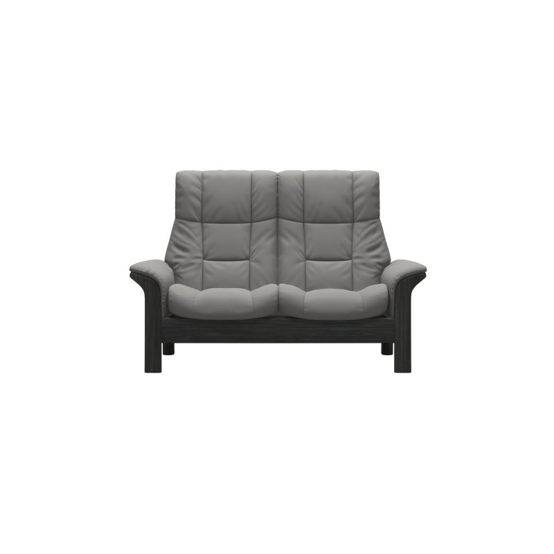 Stressless Stressless Quick Ship Windsor 2 Seater Sofa - Paloma Silver Grey with Grey Wood