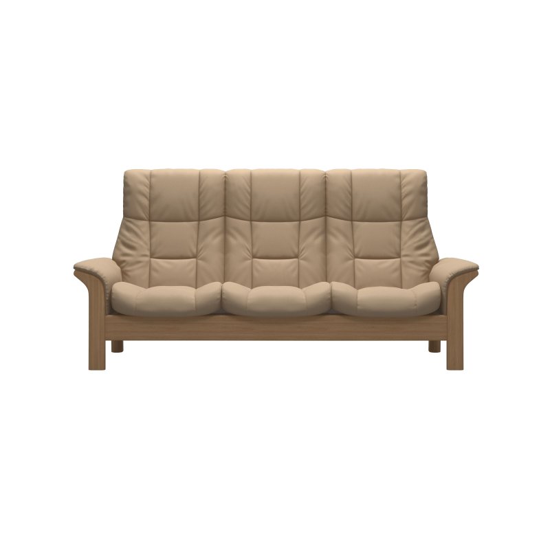Stressless Stressless Quick Ship Windsor 3 Seater Sofa - Paloma Beige with Oak Wood