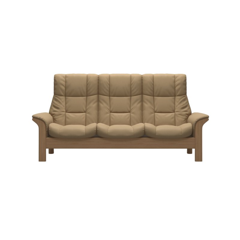 Stressless Stressless Quick Ship Windsor 3 Seater Sofa - Paloma Sand with Oak Wood