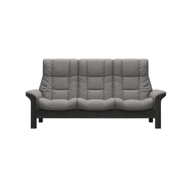 Stressless Stressless Quick Ship Windsor 3 Seater Sofa - Paloma Silver Grey with Grey Wood