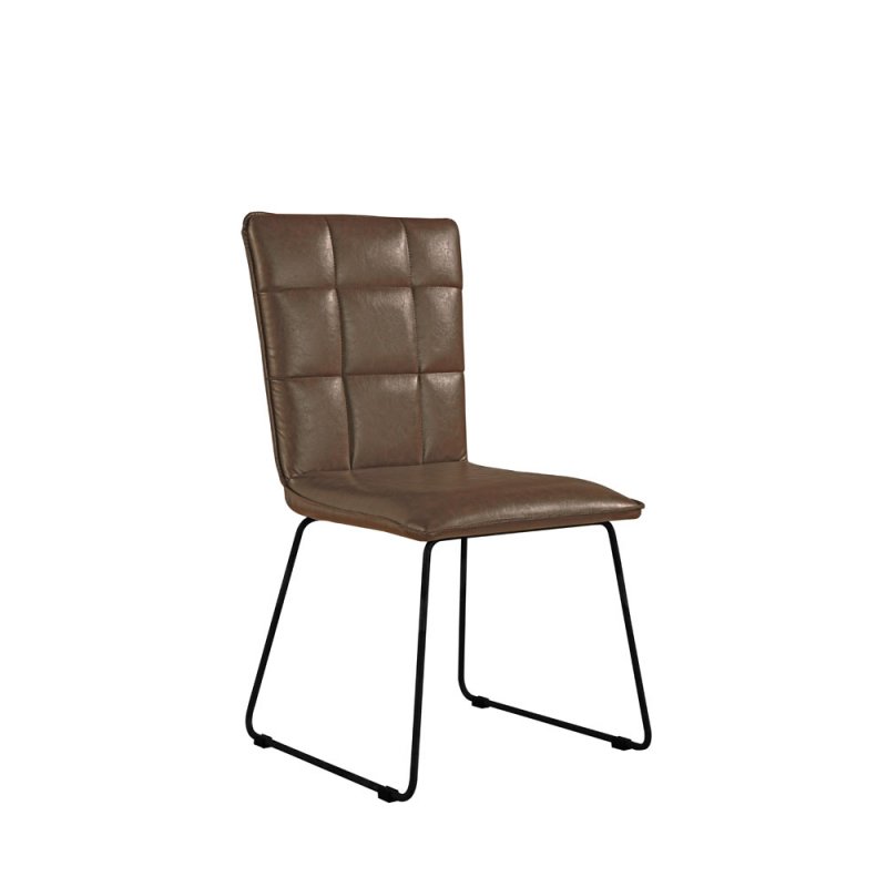 Kettle Panel back chair with angled legs - Brown