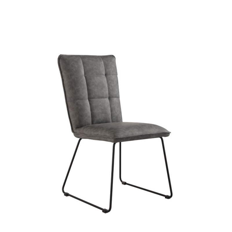 Kettle Panel back chair with angled legs - Grey