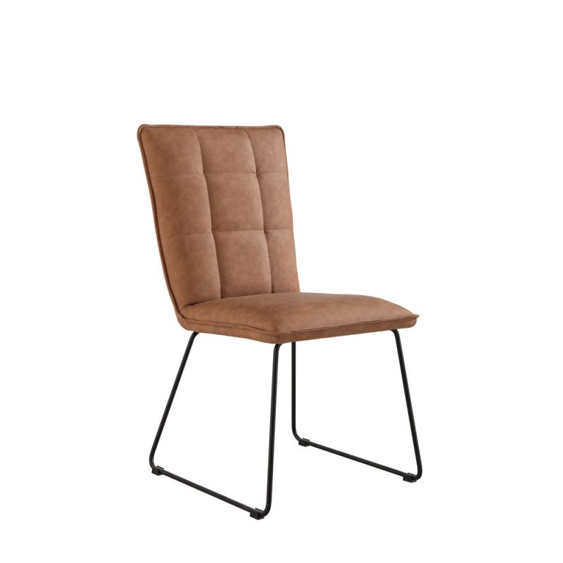 Panel back chair with angled legs - Tan