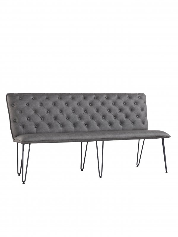 Kettle Studded back bench 180cm with hairpin legs - Grey