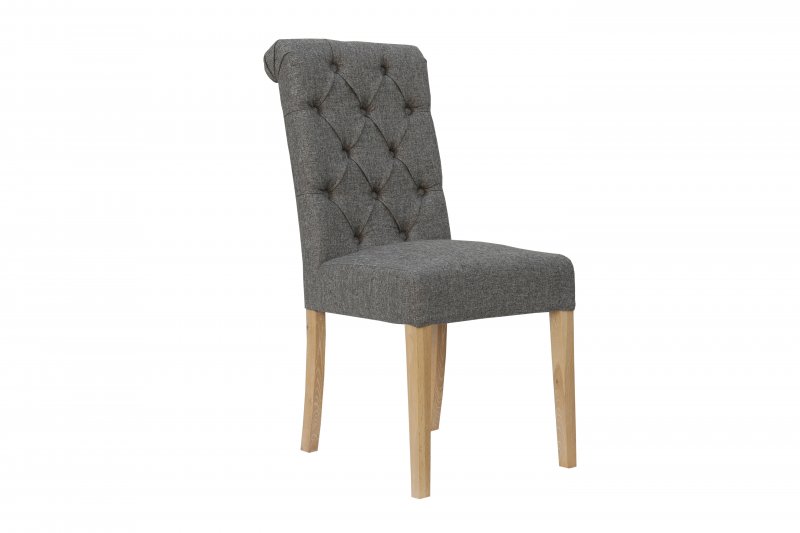Kettle Button back chair with scroll top - Dark Grey