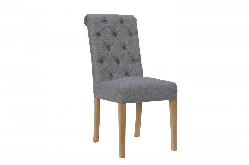 Kettle Button back chair with scroll top - Light Grey