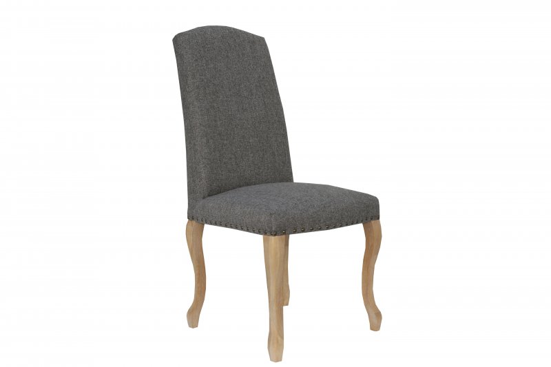 Kettle Luxury Chair with Studs and Carved Oak Legs - Dark Grey