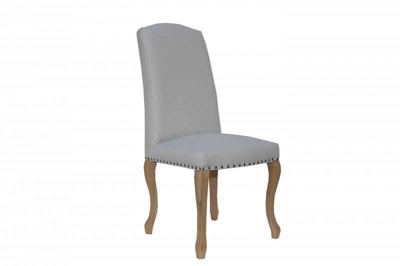 Luxury Chair with Studs and Carved Oak Legs - Natural