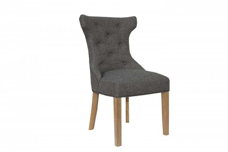 Kettle Winged Button Back Chair with metal ring - Dark Grey