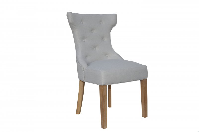 Winged Button Back Chair with metal ring - Natural