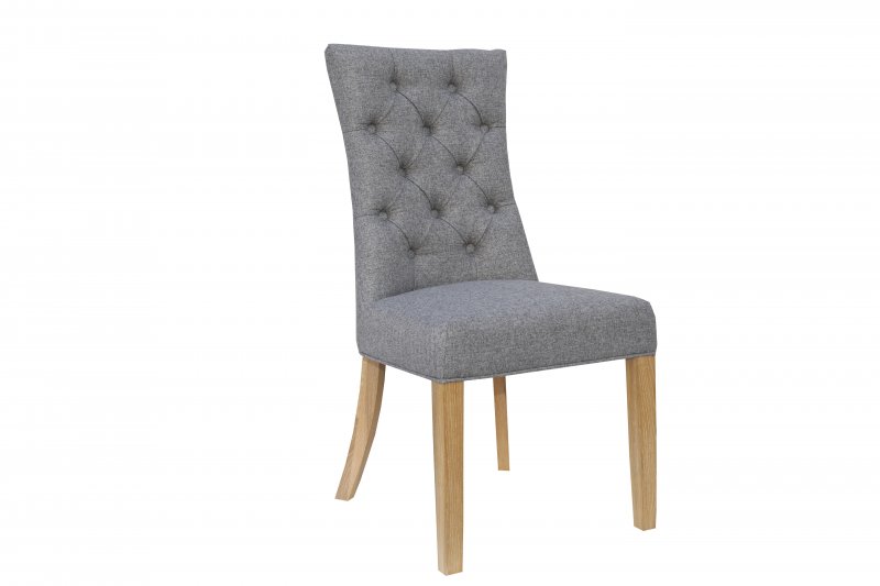 Kettle Curved Button Back Chair - Light Grey