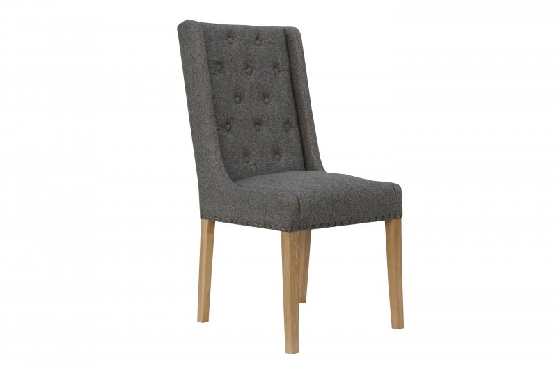 Kettle Button Back and Studded Dining Chair - Dark Grey