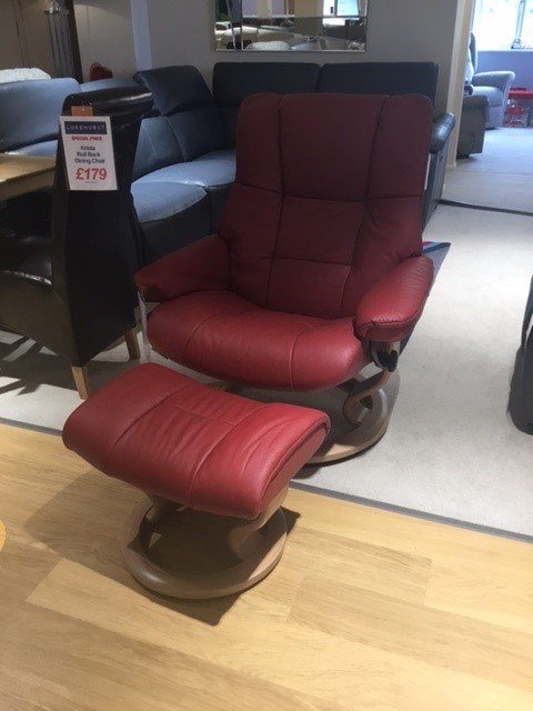 CLEARANCE PRODUCTS Stressless Mayfair Medium Chair and Stool in Red