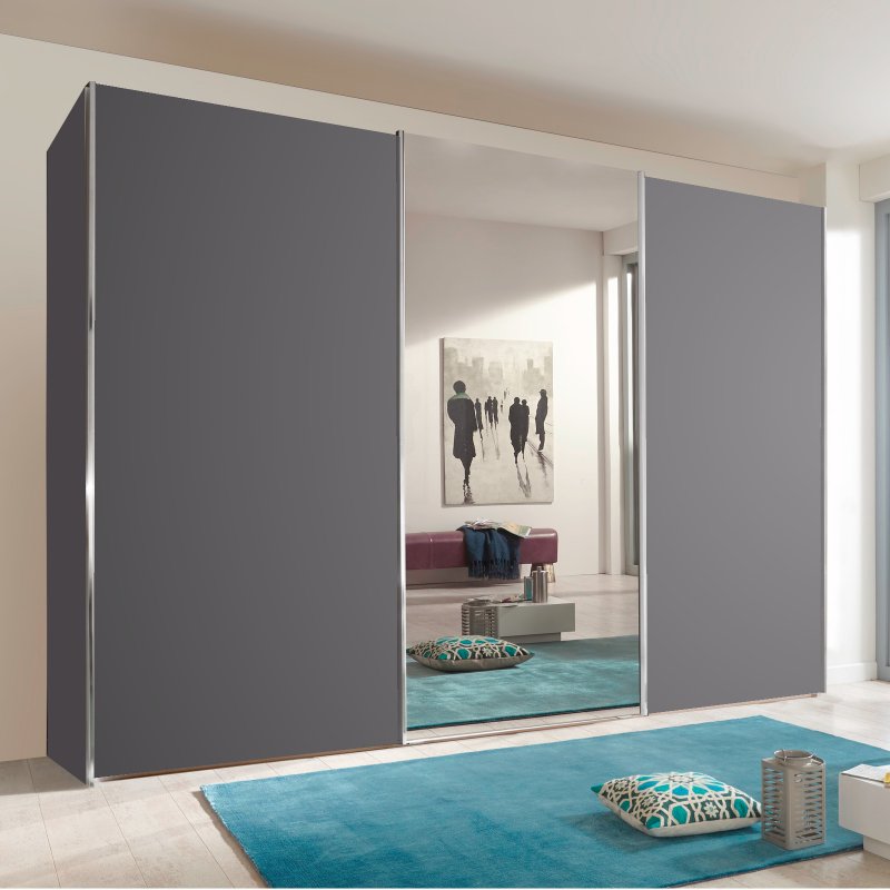 Wiemann Miami Plus 3 Door Wardrobe (1 centred mirrored door), 300cm
