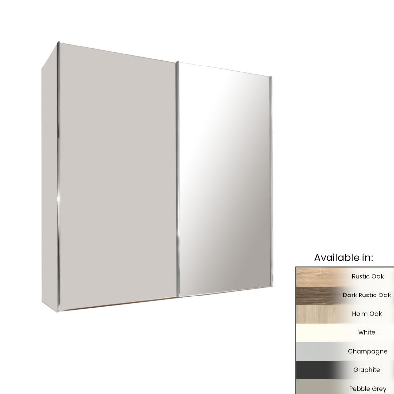 Wiemann Miami Plus Wardrobe with panels Glass doors in Champagne and crystal mirrored doors 2 doors 1 mirror