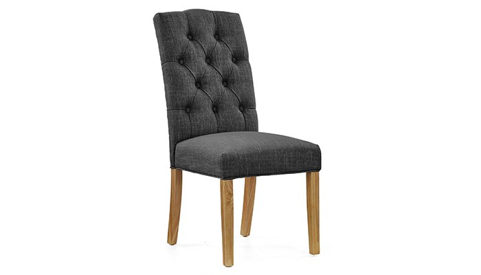 Corndell Britannia Button Back Dining Chair - Charcoal Fabric