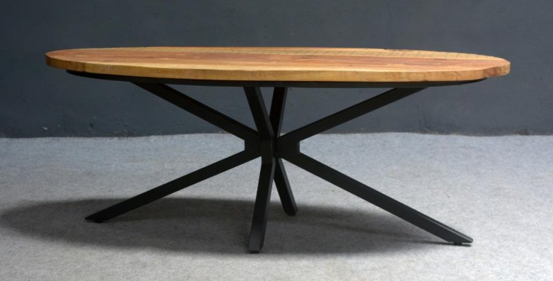 Vintage Company Sleeper Wood/Black Iron - Oval Coffee Table