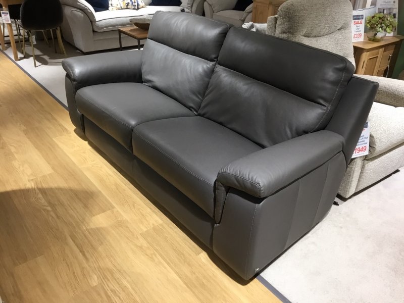 CLEARANCE PRODUCTS Nicoletti Alano 3 Seater Sofa in Dark Grey Leather