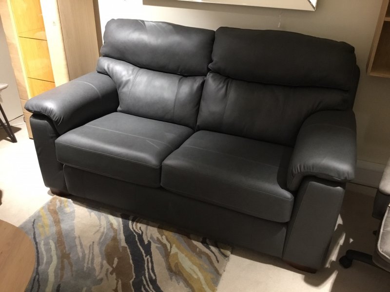 CLEARANCE PRODUCTS Ashwood Cortona 2 Seater Sofa in Charcoal Leather - 50% OFF