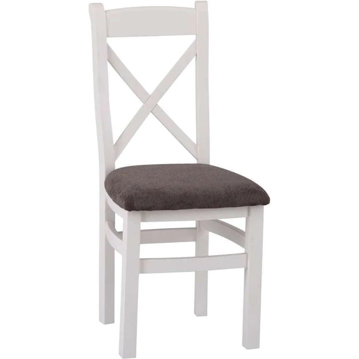 Kettle Eastwell White Cross Back Chair Fabric Seat