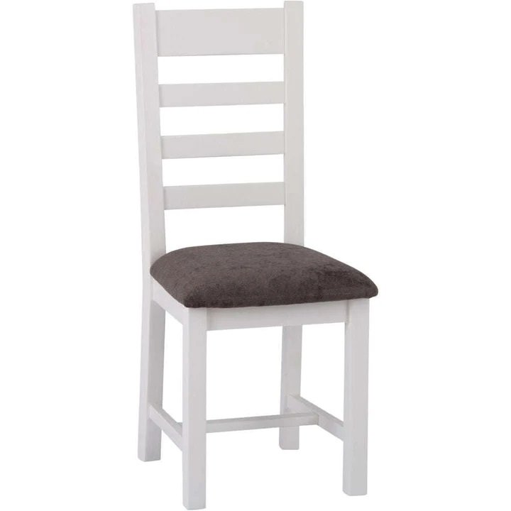 Kettle Eastwell White Ladder Back Chair Fabric Seat
