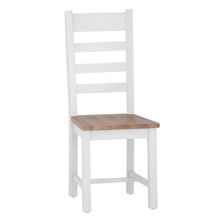 Kettle Eastwell White Ladder Back Chair Wooden Seat