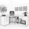 Lukehurst Home Office Corner Desk with Printer, Computer & Drawer Units