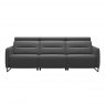 Stressless Quick Ship Emily 3 Seater Sofa with 2 Power - Noblesse Grey with Chrome Steel