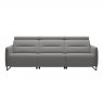 Stressless Quick Ship Emily 3 Seater Sofa with 2 Power - Paloma Silver Grey with Chrome Steel