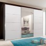 Miami Plus Wardrobe with panels Glass doors in white and crystal mirrored doors 3 doors 1 centred mi